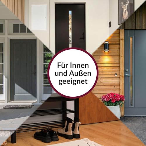Crealuxe Fußmatte personalisiert - robuste, rutschfeste Fussmatte für Außen & Innen - waschbar - Fußabtreter Türmatte für aussen & an der Haustür - 60x40cm - Hund/Katze mit Foto und Namen (Holzoptik)