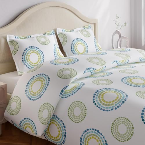 Image of Haus & Kinder King Size Bedsheet for Double Bed with 2 Pillow Covers 108 x 108 Inches | 144 TC Cotton Bedsheet for King Size Bed - Radiant Circle