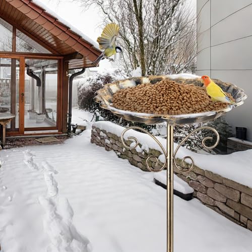Bain d'oiseaux autoportant en métal avec support stable - 8