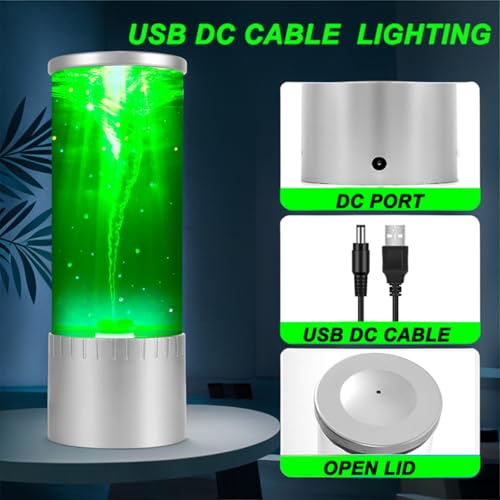 Image of Tornado Lamp Twister Hurricane Relaxing Liquid Motion Led Night Lighting 7 Colors Automatic Dimming USB Cable Powered for Women Kids Birthday Gift Party Home Living Room Decor