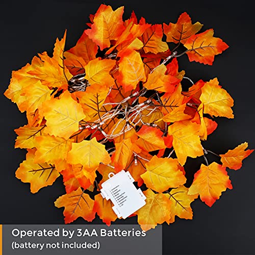 2Pack [8 Lighting Modes & Timer] Fall Decor Maple Leaf Garland with Lights 80LED Battery Operated Waterproof, Fall Decorations for Home Outdoor Indoor Thanksgiving Decor Halloween Friendsgiving Autumn - Thumbnail 5