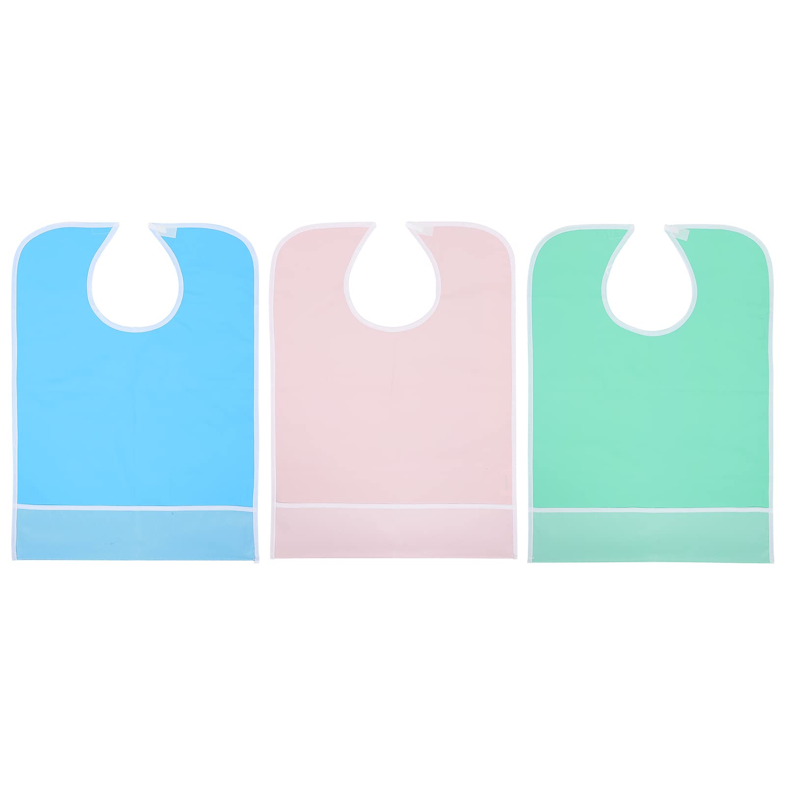 Bavaglini per Anziani Impermeabili in Pvc 3 Pezzi per Supporto Alimentare e Protezione Abbigliamento Facilissimi da Pulire Chiusura Adesiva Colore Casuale