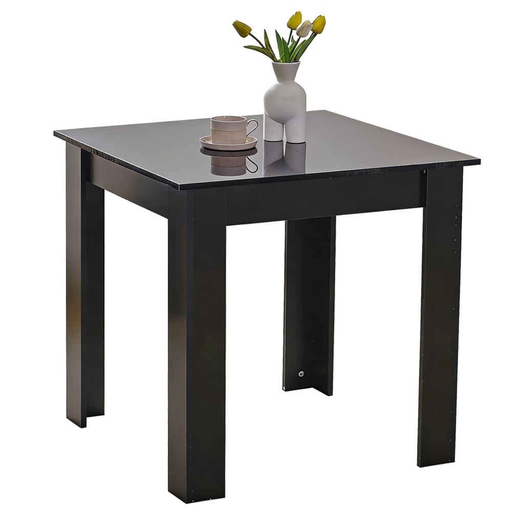 Rainbow Tree 75x75cm High Gloss Dining Tables Black for 2-4 Small Space, Square Wooden Kitchen Table for Dining Room, Kitchen, Modern Writing Table for Living Room, Cafe or Restraunt Home/Office — image 1