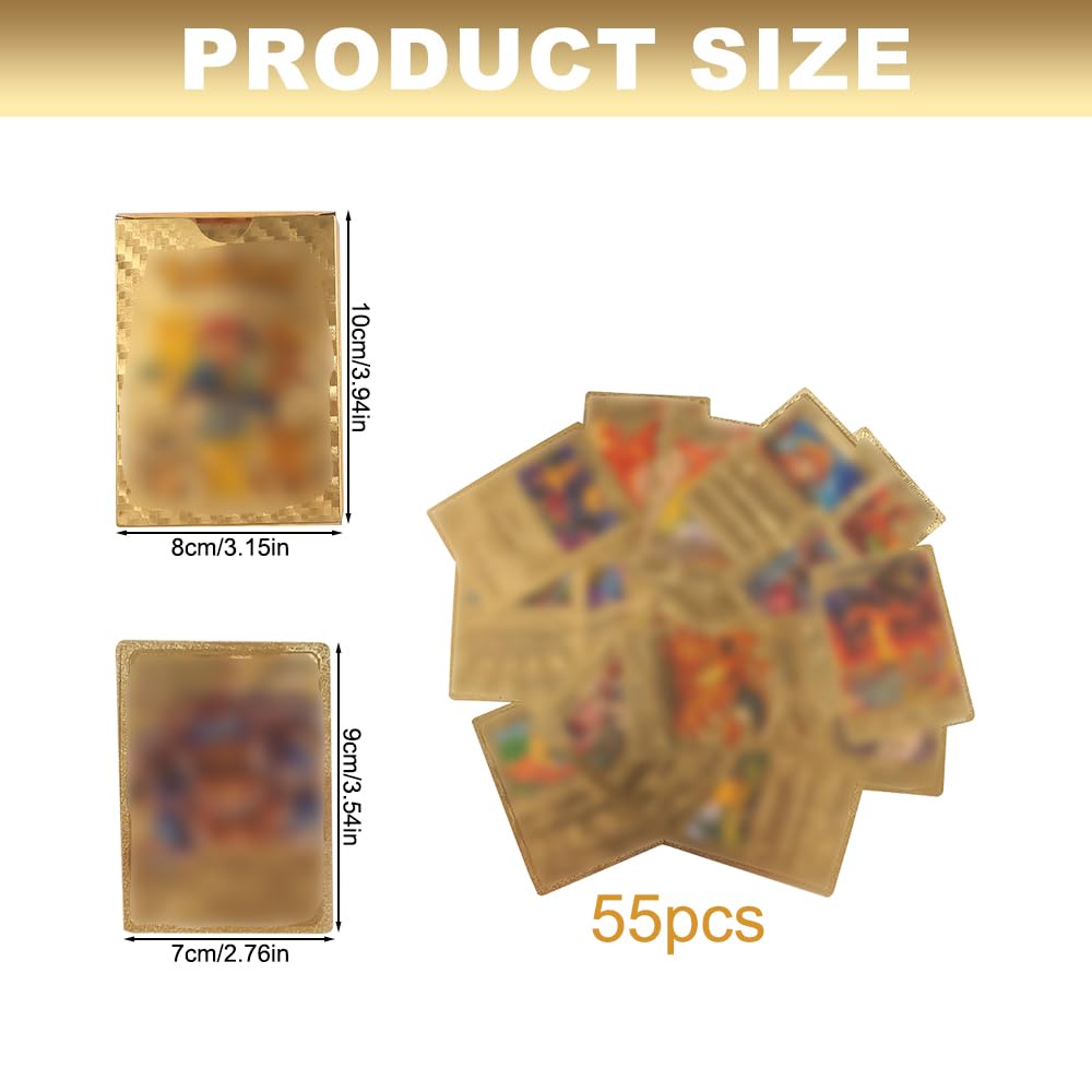 XPJBKC 55 Pieces Anime Trading Cards, Gold Collection, Ultra Rare Cards Guaranteed - Image 2