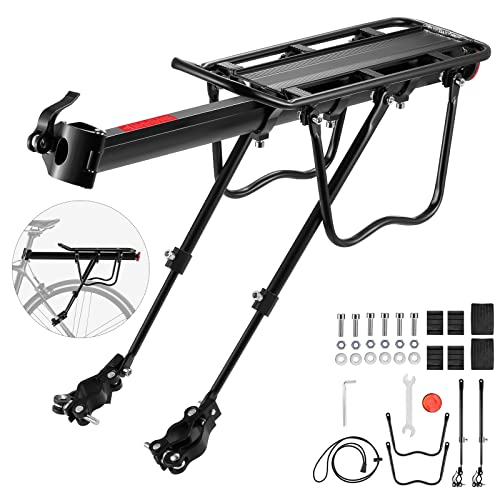 Dazspirit Porte Bagage vélo arrière, réglable, Porte Bagage VTT arrière, Porte vélo Universel, Installation Rapide, Charge maximale de 60 kg, matériau en Alliage d'aluminium, avec réflecteur