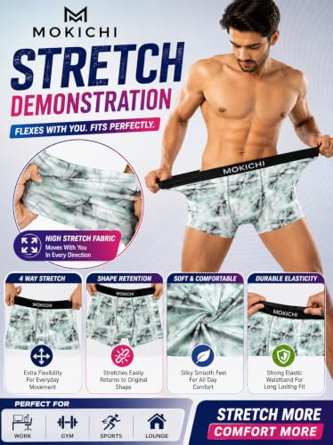 Image of Men's Printed Trunks | Boxer Brief Underwear with Broad Elastic Waistband and Contoured Pouch | Multicolour, Pack of 4