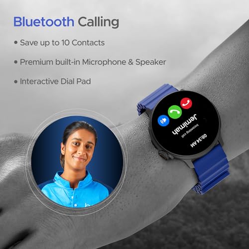 Image of boAt Lunar Tigon Smart Watch w / 1.45 inch (3.6 cm) AMOLED Display, Advanced BT Calling, Always on Display, Functional Crown, Premium Design & Ocean Ridge Strap,IP67,HR & SpO2 Monitoring(Deep Blue)