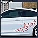Kit d'autocollants pour voiture, motif fleurs et papillons, différentes couleurs, logo, voiture, scooter, voiture, moto, camping-car, stickers, Decal (rouge)
