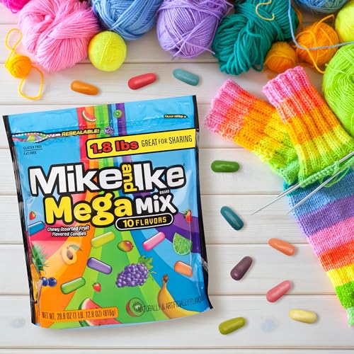 Image of Mega Mix Mike and Ike Candy, 28.8 Ounce Bag (Pack of 2), Chewy Candy, Vending Machine Candy, Gummy Candy Mix