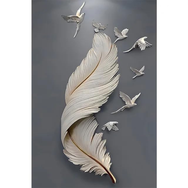 SHUYINGHENGXIE Feather Pigeon Canvas Painting Modern Wall Art Poster Print Abstract Minimal Picture for Living Room Home Decor No Frame-40x50cm