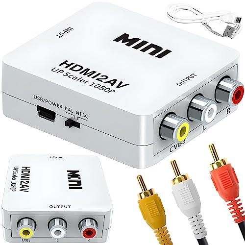 Retoo HDMI auf RCA / Cinch Konverter - HDMI Video zu 3RCA CVBS Composite Adapter mit USB-Ladekabel f&uuml;r Wii, Xbox, N64, TV, DVD, Ps3, PC, VCR, PAL, NTSC und DVD