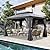 Domi Hardtop Gazebo 10x14FT, Outdoor Gazebo with Galvanized Steel Double Roof, Metal Gazebo with Drainage System, Detachable Curtain and Netting, Metal Pavilion Gazebo for Patio Deck Garden, Gray