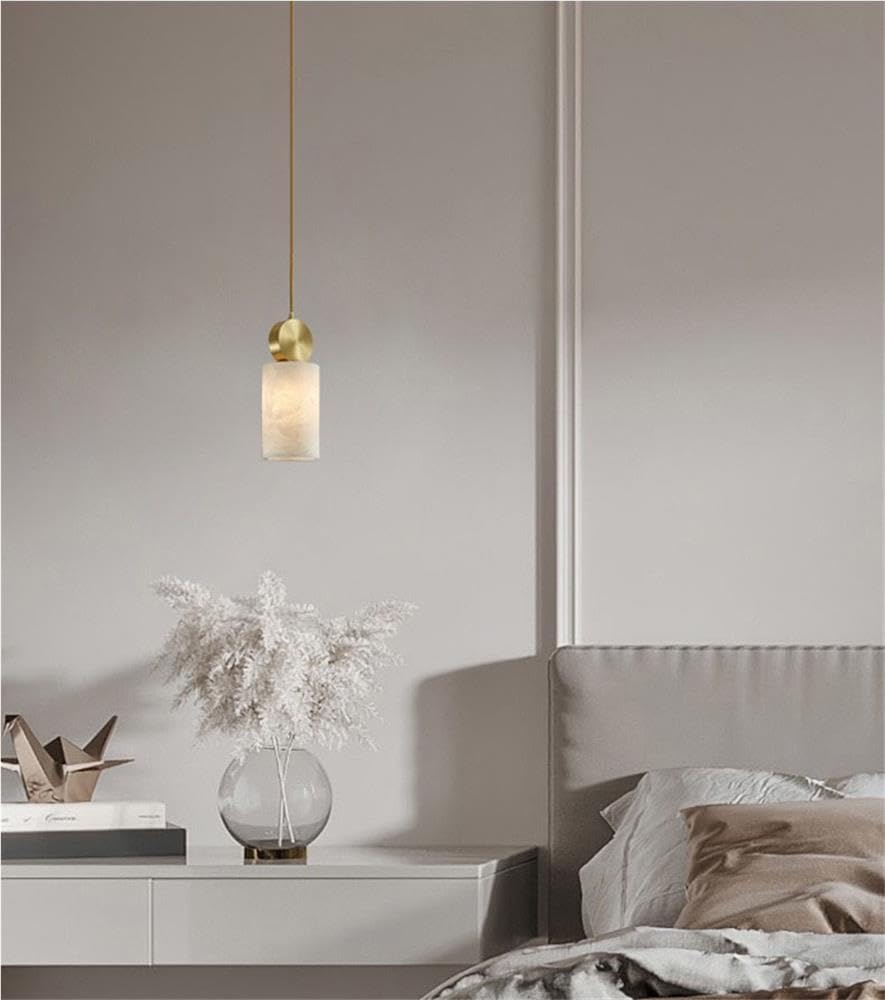 Lustre cylindre moderne marbre naturel nordique Suspension luminaire