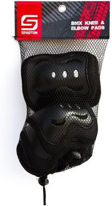Spartan Pro Knee Elbow and Wrist Protective Set Medium – Black | Foam Cushion with Slide Caps | Soft Fleece Liner | Flex Velcro Straps | Youth Size M (7‑9Years) Multi‑Joint Safety Gear SP‑9099M