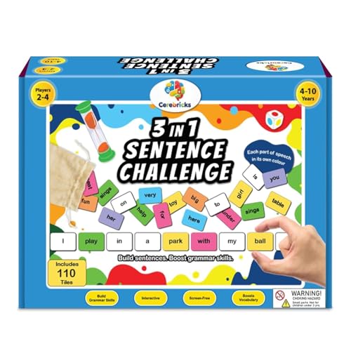Image of 3in1 Sentence Challenge Educational Board Game - Fun Learning Toys & Games for Kids, Sentence Building, Creative Story Telling and Word Play, Gifts for Boys & Girls Ages 4, 5, 6, 7, 8, 9