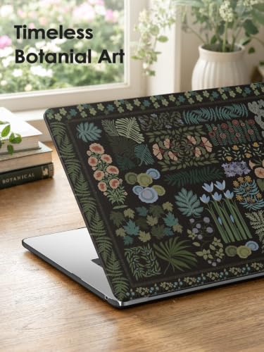 Image of iCasso MacBook Air 15 inch Case 2026 2025-2023 M5 M4 M3 M2 Model A3448 A3241 A3114 A2941,Slim Botanical Nature Hard Shell Case for Mac Air 15.3 inch, Keyboard Cover + Screen Flim,Black
