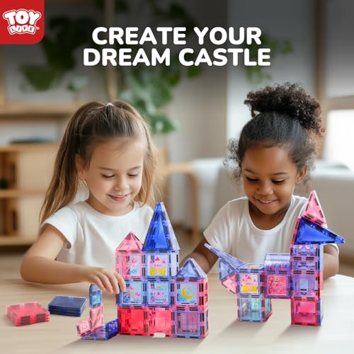 TOY Life 68-Piece Princess Castle Magnetic Tile Art Set, Ages 6+ - image 6