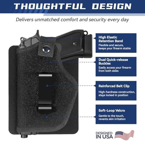 WarBull Concealed Carry Car Gun Holster with 3M Hook Pads, No Drilling Mount Pistol Holster for Men & Women, Gun Holder with Retention Strap for Backpack, Vest, Fanny, Vehicle Alternate view
