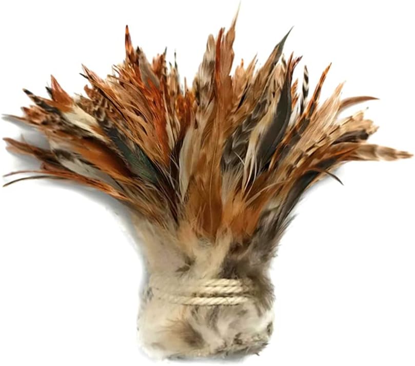 1 Yard - 4-6" Natural Red Chinchilla Strung Chinese Rooster Saddle Wholesale Feathers (Bulk) | Moonlight Feather