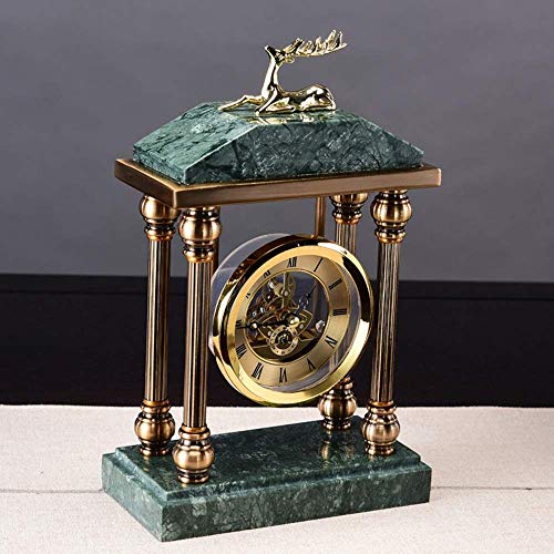 Reloj de mesa pequeño con movimiento de metal y base de mármol 4