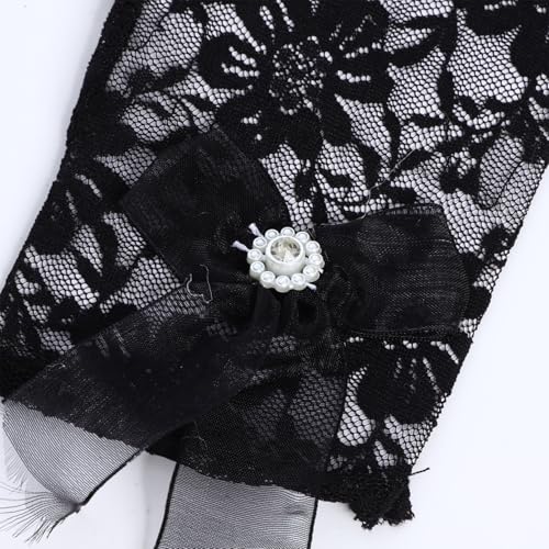 TiaoBug Women Short Lace Glove Wedding Bridal Gloves for Prom Evening Dinner Tea Party3