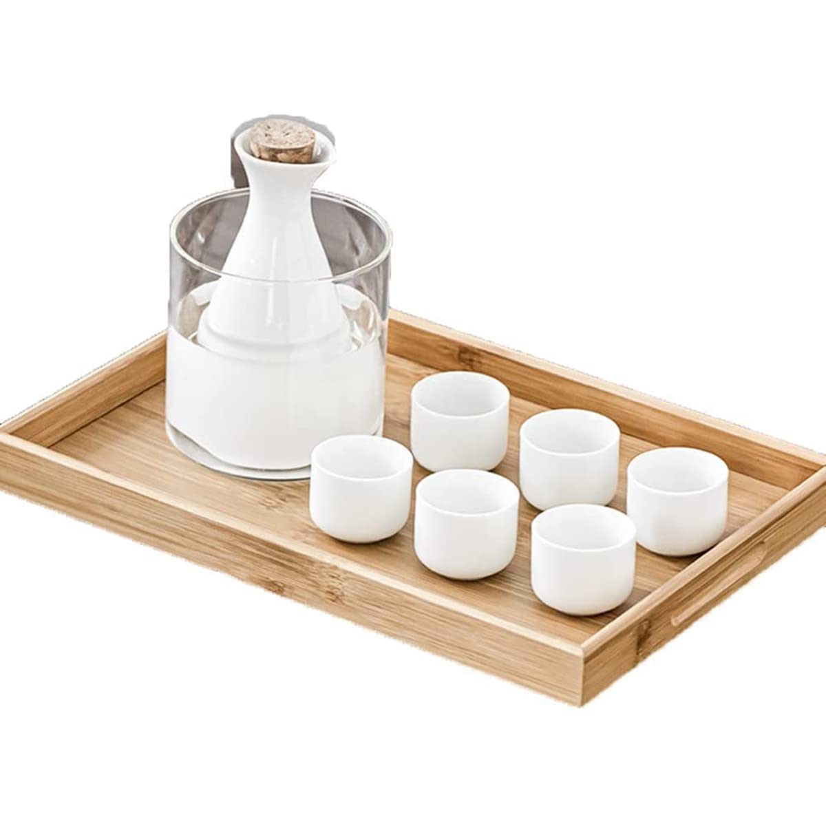 Juego de sake de diseño elegante con cuenco calentador y tazas de cerámica tradicional