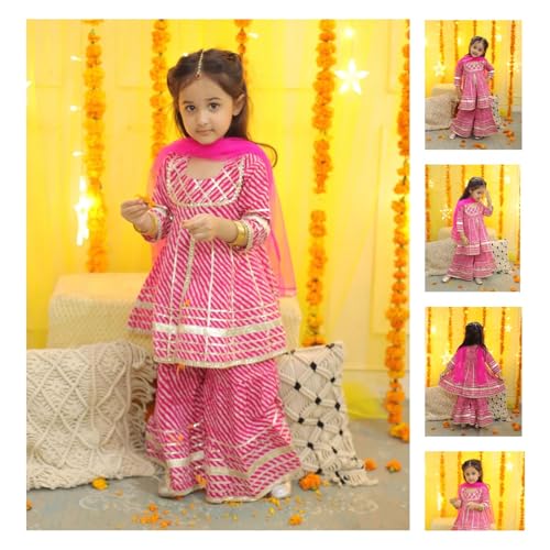 Image of Girls' Printed Kurta Sharara Set - Traditional Ethnic Wear For Festivals, Weddings & Special Occasions