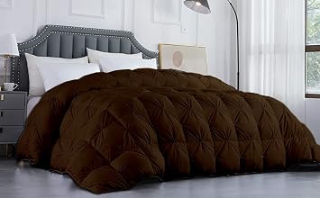 Natural Cozy 1200-TC All Season Down Alternative Super King Plus 120x120 inches Pinch Pleated/Pintuck Comforter Egyptian Cotton 600 GSM Micro Fill Power & All Side Corner Tabs