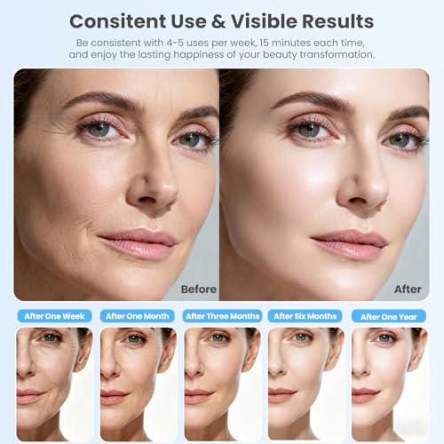 7 Color Light Face and Neck Massager Tool of Double Chin Reducer, Facial Massager with Adjustable Vibration and Thermals for Wrinkles Face Sculpting Tool with Base (White) - Thumbnail 3
