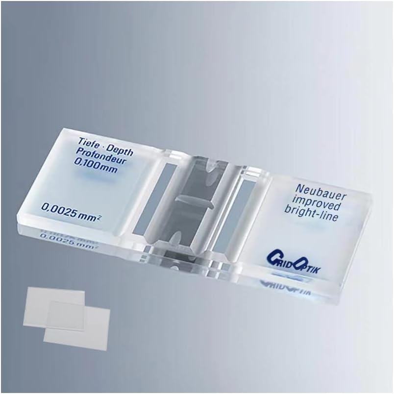 Cell Counting Chamber，Improved Neubauer Hemocytometer with Bright Line and 2 pcs Cover Glass