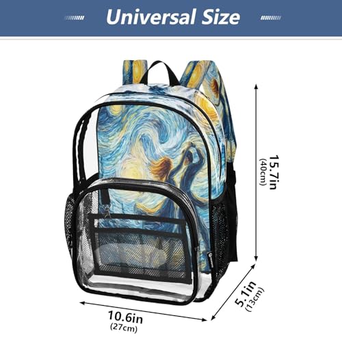Couple Dancing Sky Watercolor Clear Backpack Heavy Duty See Through Transparent PVC BookBag for Kids Boy Girl School Work4