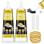 Allisway Colla per Scarpe Professionale, Colla Suola Scarpe, colla per scarpe da Ginnastica, Trasparente e Impermeabile, Adatto per Riparare Scarpe da Ginnastica Stivali e Sandali Usurati, 50 ml*2