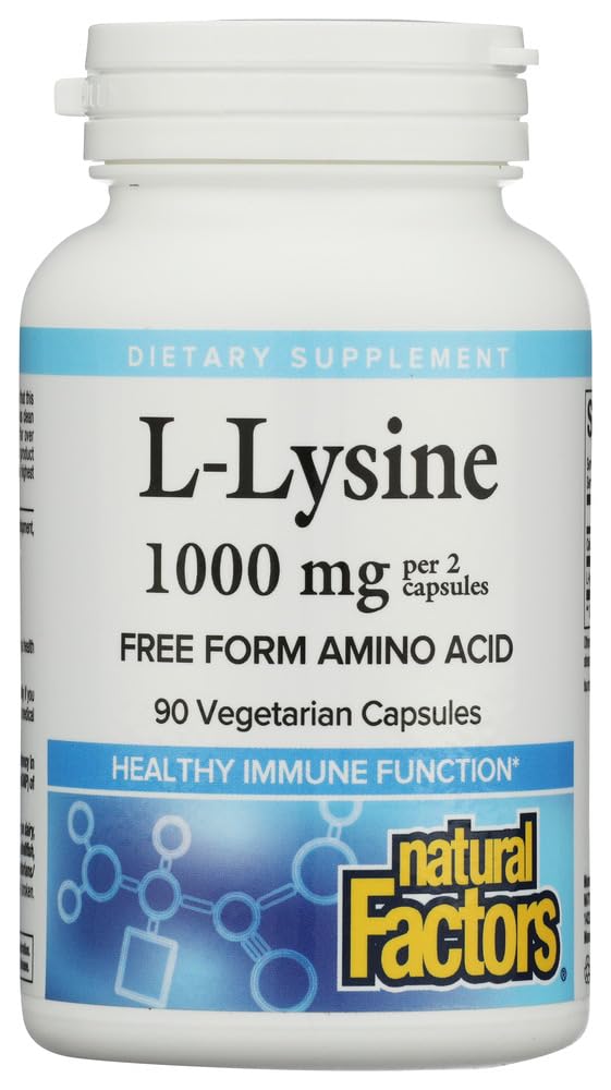 Natural Factors L-Lysine 1000 mg for Immune Support*, 90 Veg Capsules 90 Count (Pack of 1)
