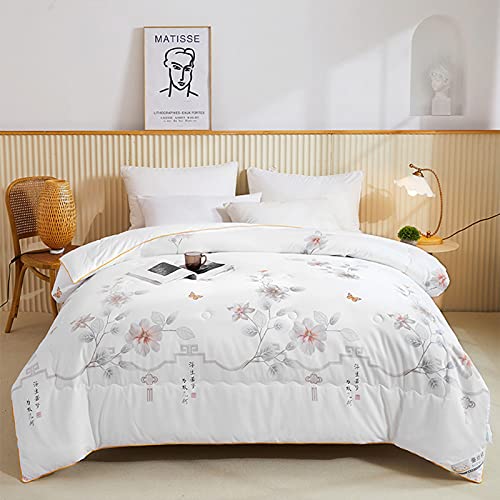 EdredóN, 100% Seda de Morera Edredón, EdredóN de Soja, EdredóN de Regalo, EdredóN Estampado Moda Mujer Hombre, Ligereza, Respirable, CóModo, Seda de Morera de Fibra Larga-200×230 cm=2kg