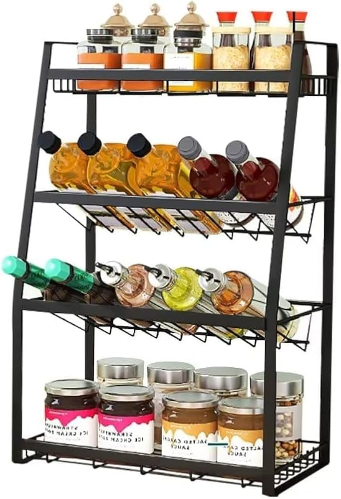 アイアン3段スパイスラック・調味料棚 調味料ラック スパイスラック 木製 アイアン 3段 キッチンラック