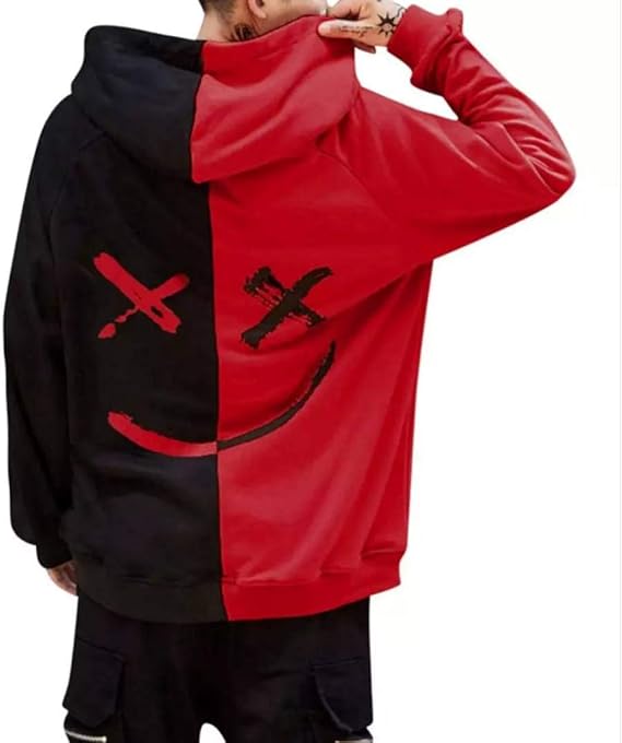Amazon ワイドパーカー ストリート系パーカー メンズパーカー メンズフーディー トップス ブラックレッドl トレーナー パーカー 通販