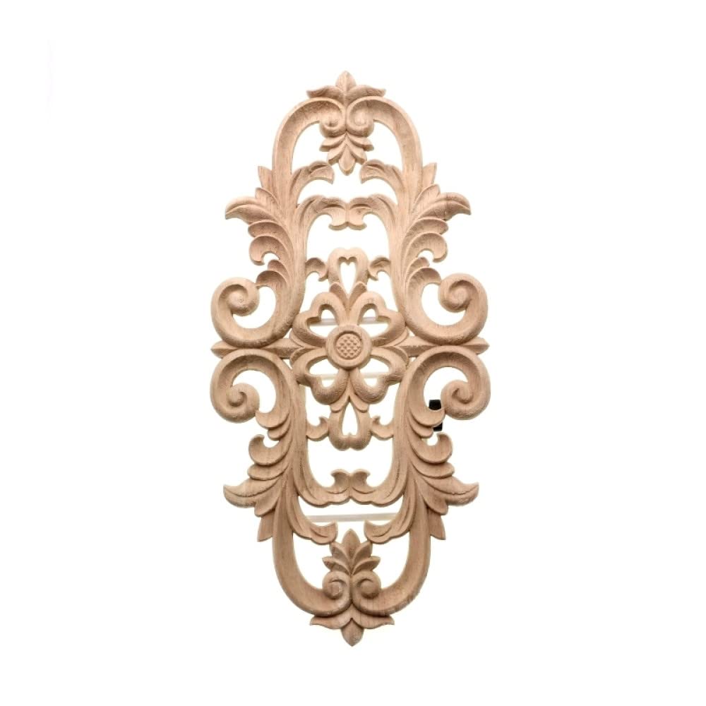 Porte en bois européen fleur sculpté Youther 38x18cm pour meuble