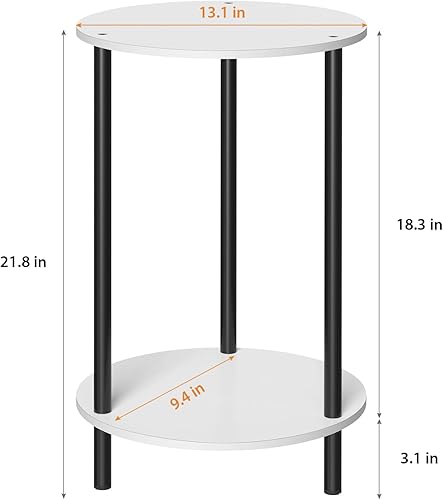 Miniatura 3 de MOOACE Juego de 2 mesas auxiliares pequeñas, mesita de noche de 2 niveles con estantes de almacenamiento, sofá redondo, mesita de noche, escritorio
