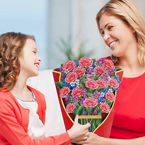 Dugutul Bigger Paper Pop Up Flowers, 3D Birthday Cards Gifts For Women Men, Using Sturdy Paper, Flowers Bouquet For Valentines Day, Birthday, Anniversary, Wedding, Mother's Day (Carnation-C) #TOP5
