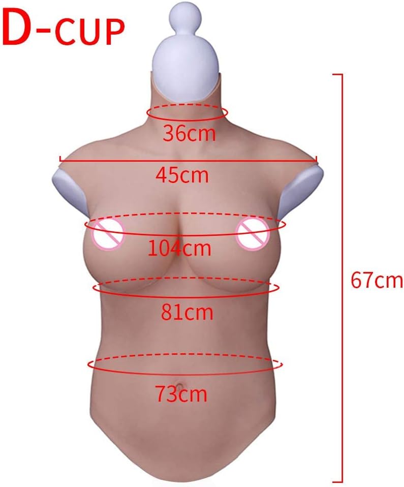 YIQI Silicone Half Body Breast Forms Silicone Filled Matte Realistic Skin Plus Size for Crossdresser Drag Queen