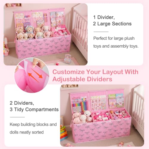 Image of Toy Box with Adjustable Divider Large Toy Chest Storage for Nursery Kidroom