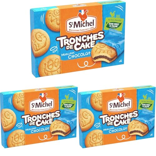 St Michel Tronche de Cake Moelleux au chocolat x6 en sachet individuel 175g (Lot de 3)