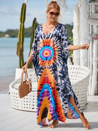 Image of Kaftan Dresses for Women Plus Size Bathing Suit Cover up Caftan Maxi Beach Dresses