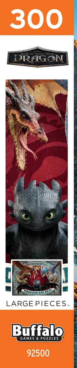 How to Train Your Dragon Dragons are Real 300 Oversized Piece Jigsaw Puzzle Larger Shapes - Great for Adults, Seniors, Family, Kids, Easy to Grip