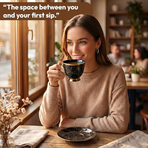 Image of UPC Premium Bone China Cup & Saucer Set (6 Pieces) | Elegant Solid Color Tea Coffee Cups | Lightweight, Durable & Glossy Finish | Ideal for Home, Office & Gifting