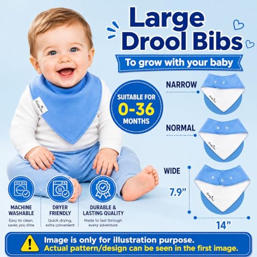 Image of KiddyStar Baby Bibs | Multi-Pack Organic Cotton Bandana Drool Bibs, Soft Absorbent Adjustable Bibs for Boys & Girls