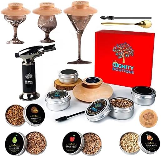 Dignity Boutique Cocktail Smoker Kit – Premium Old Fashioned Cocktail Kit Whiskey Smoker Kit Includes 4 Wood Chips, Torch, Cover – Smoking Accessories Bourbon Gifts for Men by Dignity Boutique - Used condition - US$26.59