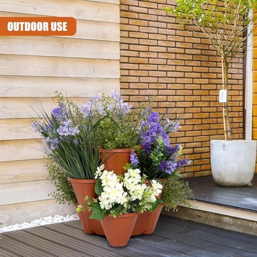 GEEZY Set of 6 Stackable Strawberry Planter – Terracotta Brown, Tiered Planters for Outdoor Vertical Gardening, Space-Saving Durable Pots for Gardens, Patios, Balconies – Ideal for Herbs & Plants - Cosy Home Interiors GEEZY Set of 6 Stackable Strawberry Planter – Terracotta Brown, Tiered Planters for Outdoor Vertical Gardening, Space-Saving Durable Pots for Gardens, Patios, Balconies – Ideal for Herbs & Plants - Image 2