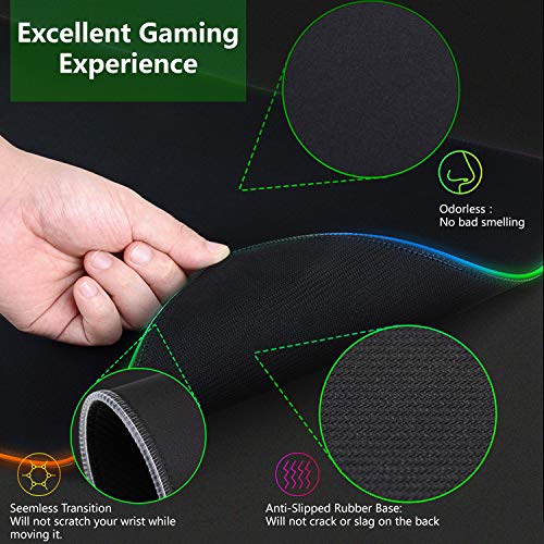 RGB Gaming Mouse Pad Large, RGB Mouse Pad with 14 Lighting Mode, Large Mouse Pad with No-Slip Rubber Base and Memory Function, Large Gaming Mouse Pad, Game Mouse Mat - 31.5x11.8x0.15 in