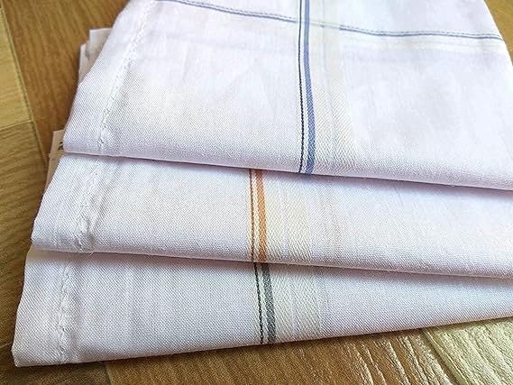 Kolva Cotton Premium Collection Handkerchief|Easy Wash & Solid White Colour (Pack of 12) 2